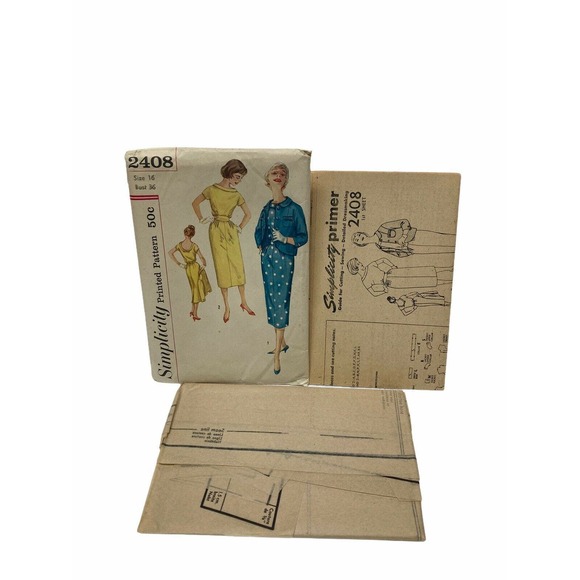 Simplicity 2408 Jr Misses & Misses Sheath Dress Jacket Sewing Pattern Size 16 - Picture 4 of 5